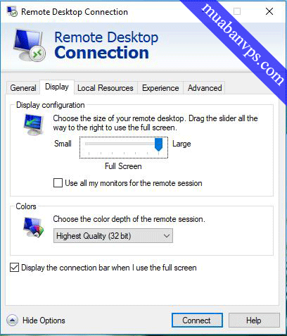 Hướng dẫn chỉnh full màn hình khi sử dụng Remote Desktop Connection
